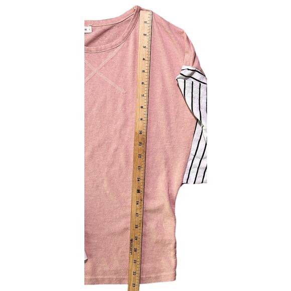 AndTheWhy Round Neck Colorblock Pink Long Sleeve T-Shirt Small - Picture 2 of 6